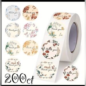 Thank You Design Stickers 200ct~ 1”  (Boutique) ~NEW~